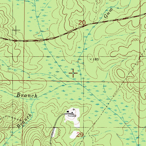 Topographic Map of Gum Branch, AL