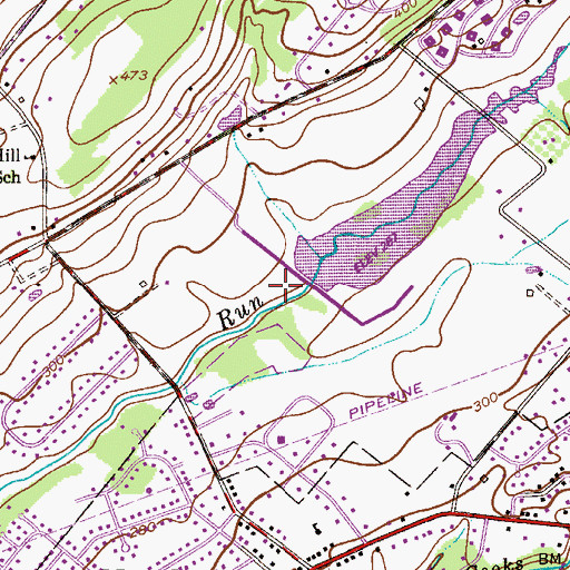 Topographic Map of Pine Run Dam, PA
