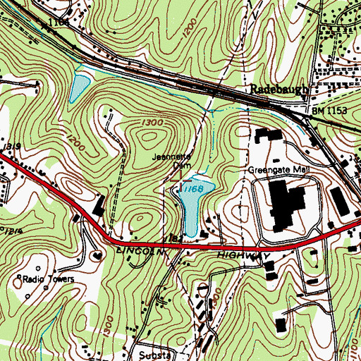 Topographic Map of Jeannette Dam, PA