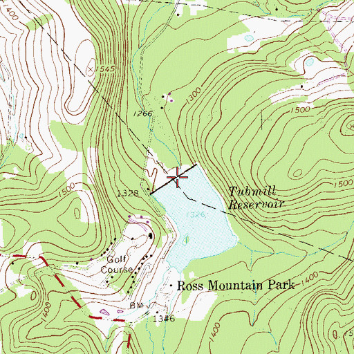 Topographic Map of Tubmill Dam, PA