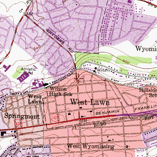 Topographic Map of Stanford Avenue Stormwater Retention Pond, PA