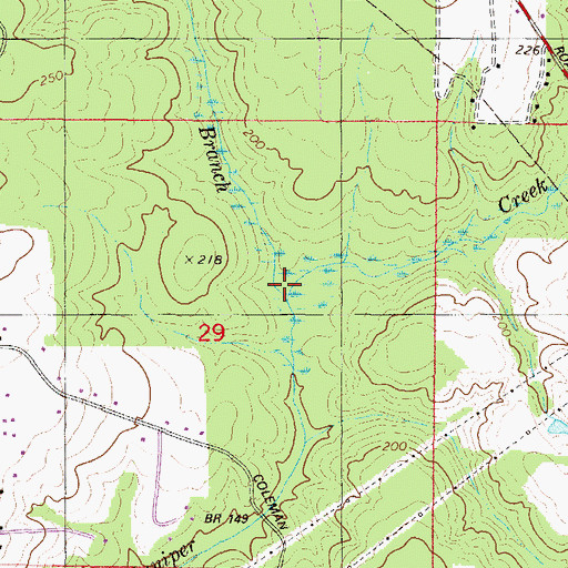 Topographic Map of Gum Branch, AL