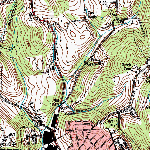 Topographic Map of Bull Run Dam, PA