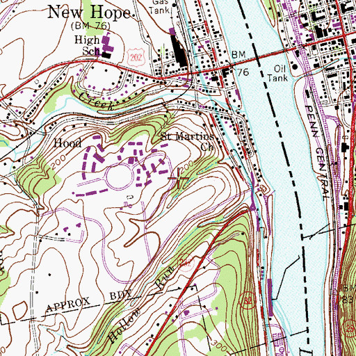 Topographic Map of Village Two Dam, PA