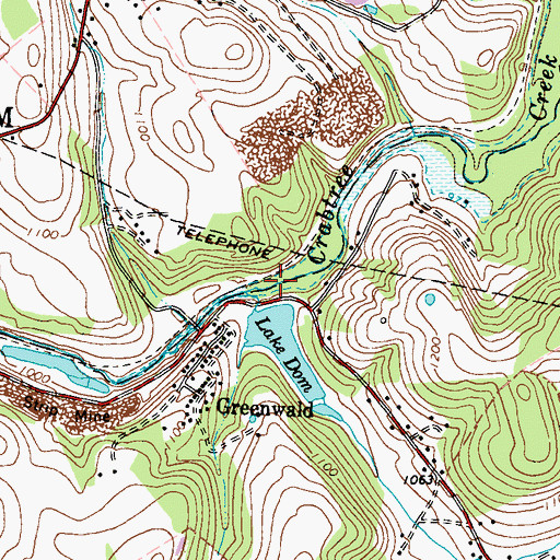 Topographic Map of Greenwalt Dam, PA