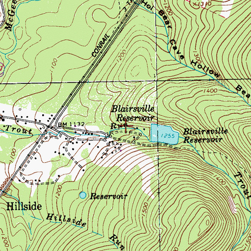 Topographic Map of Blairsville-Trout Run Dam, PA
