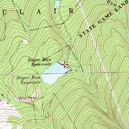 Topographic Map of Sugar Run Dam, PA