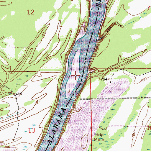 Topographic Map of Gun Island, AL