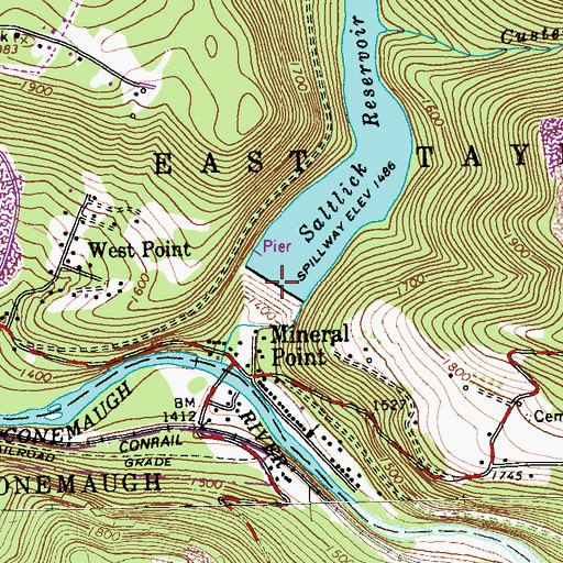 Topographic Map of Greater Johnstown Water Authority Dam, PA