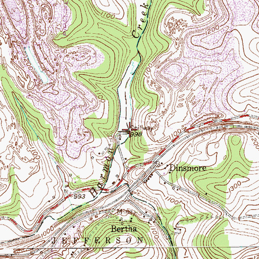 Topographic Map of Dinsmore Storage Number Two Dam, PA