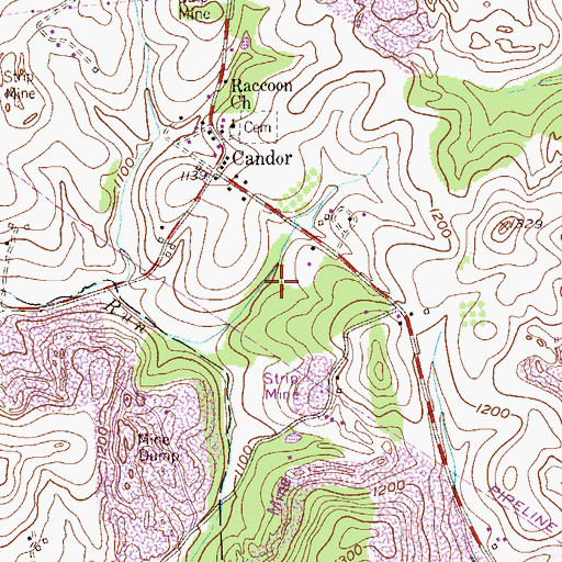 Topographic Map of Champion Number One Mine Refuse Bank Dam, PA