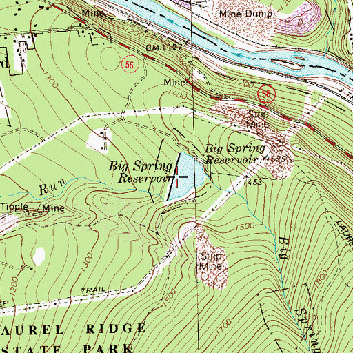 Topographic Map of Big Spring Dam, PA