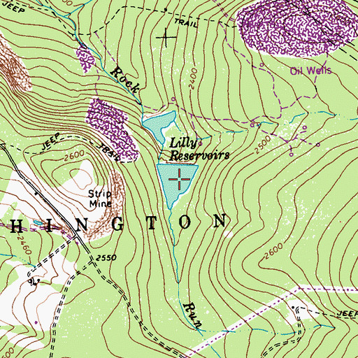 Topographic Map of Lilly Number Two Reservoir, PA