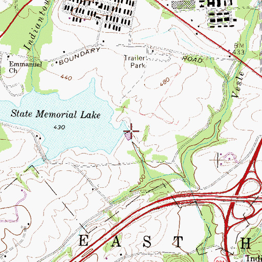 Topographic Map of Memorial Lake Dam, PA