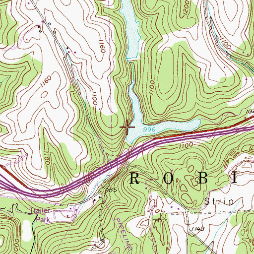 Topographic Map of Old Dam, PA