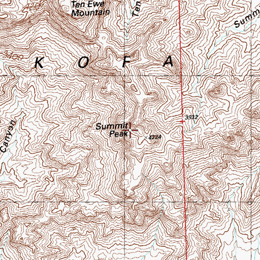 Topographic Map of Summit Peak, AZ