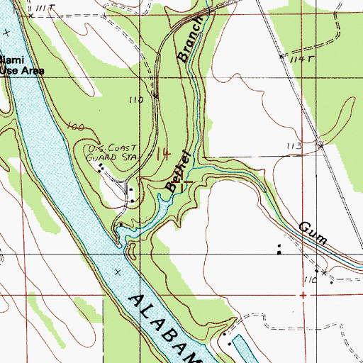 Topographic Map of Gum Pond Branch, AL