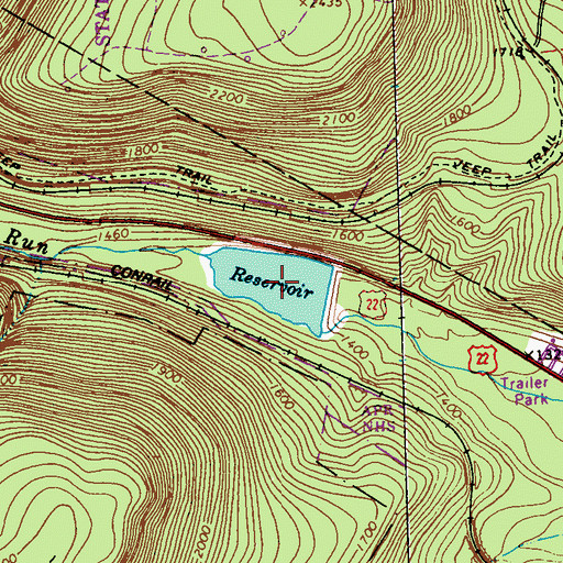 Topographic Map of Plain Nine Reservoir, PA