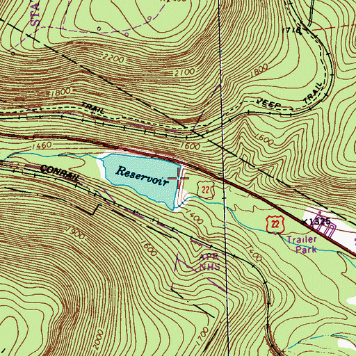 Topographic Map of Plain Nine Dam, PA
