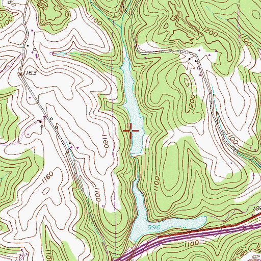 Topographic Map of New Dam, PA