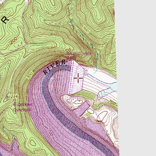 Topographic Map of Raystown Dam, PA
