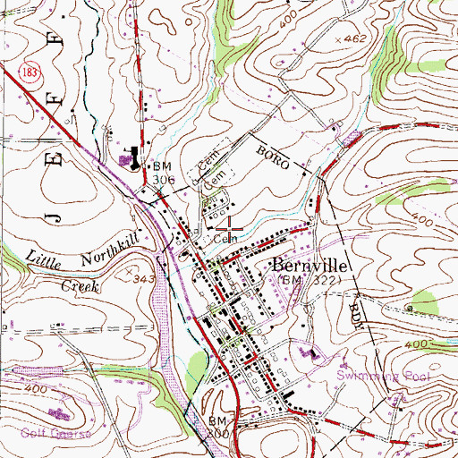 Topographic Map of Detention Basin Number Two, PA