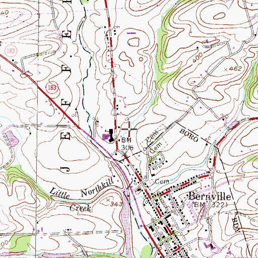 Topographic Map of Detention Basin Number One, PA