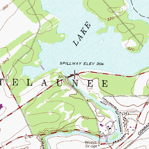 Topographic Map of Lake Ontelaunee Dam, PA