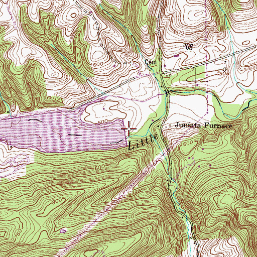 Topographic Map of Little Buffalo Creek Dam, PA