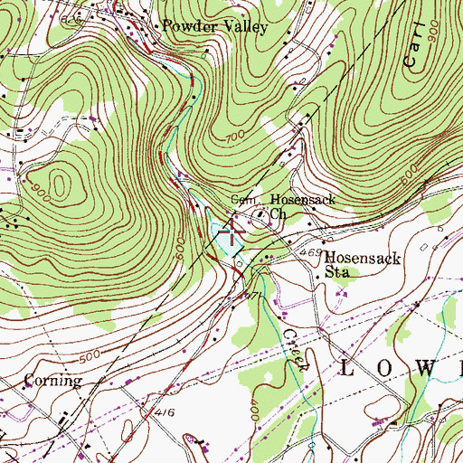 Topographic Map of Hosensack Number Four Dam, PA