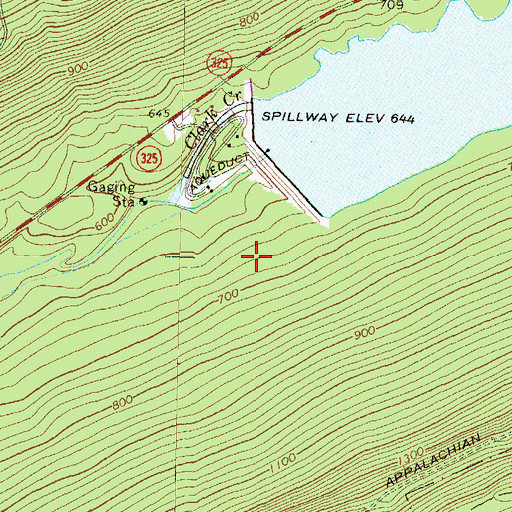 Topographic Map of Dehart Reservoir, PA