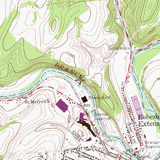 Topographic Map of Williamsburg Station Lake, PA
