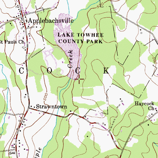 Topographic Map of Lake Towhee Dam, PA