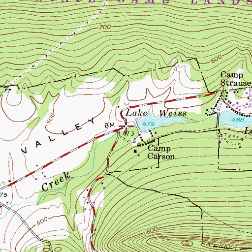 Topographic Map of Lake Dalrymple Dam, PA