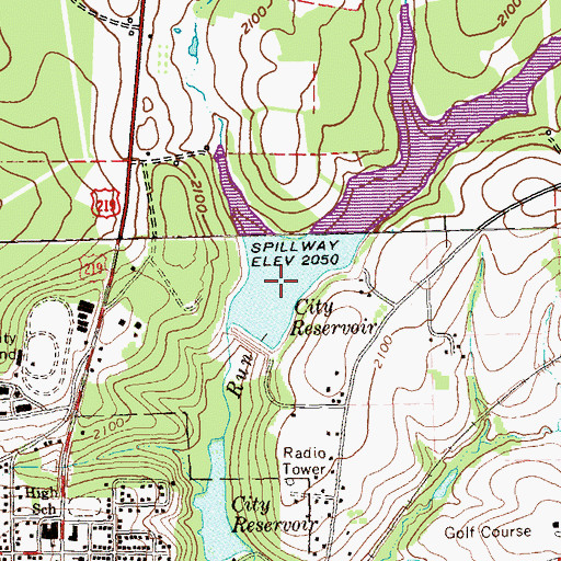 Topographic Map of City Reservoir Number Two, PA