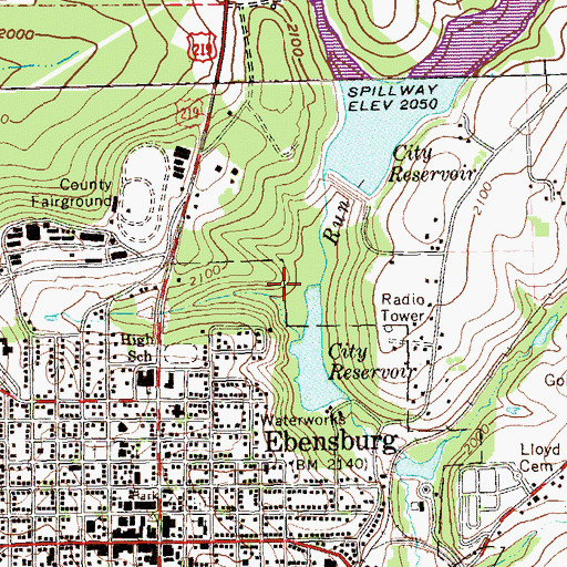 Topographic Map of Howells Run Dam, PA