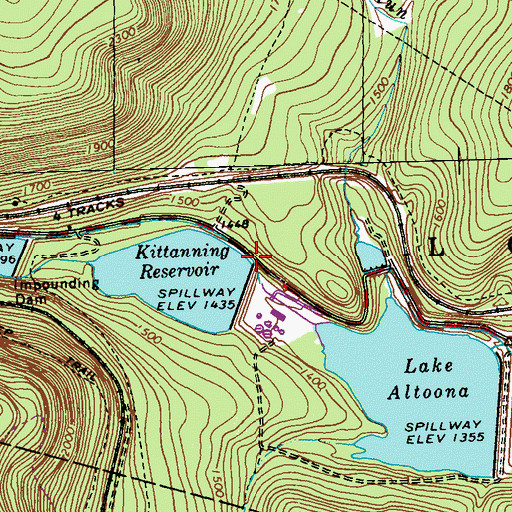 Topographic Map of Lower Kittanning Dam, PA