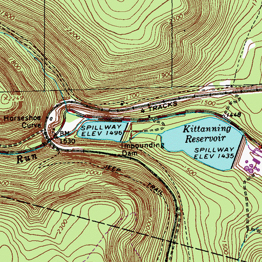 Topographic Map of Upper Kittanning Dam, PA