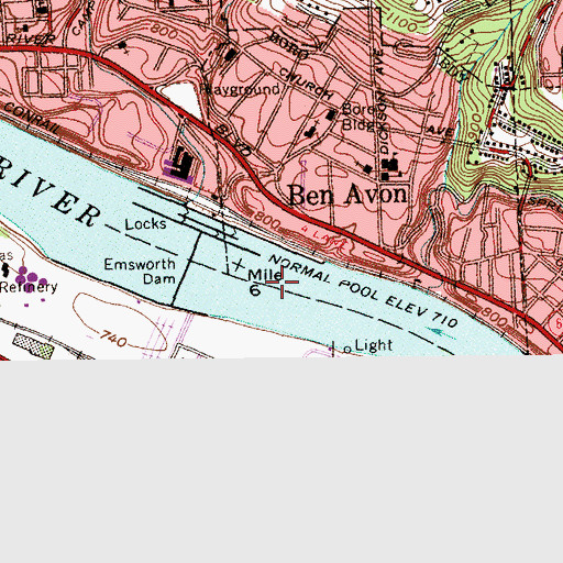 Topographic Map of Emsworth Pool, PA