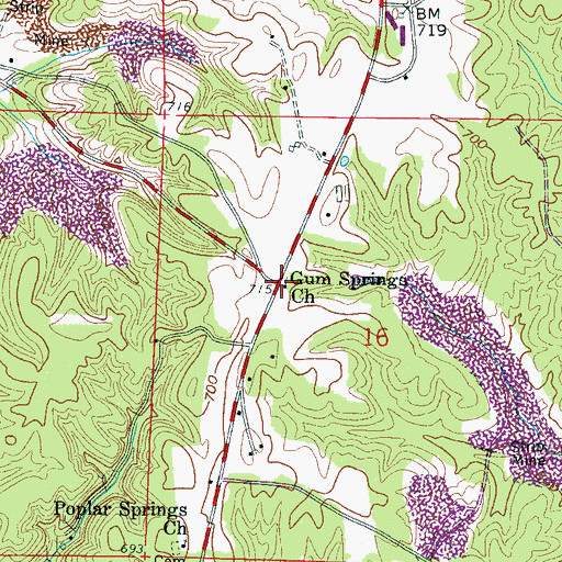 Topographic Map of Gum Springs Church, AL