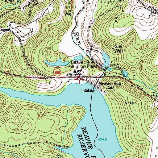 Topographic Map of Beaver Run Dam, PA