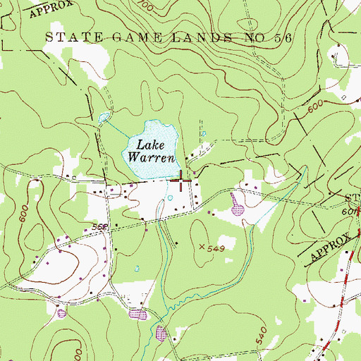 Topographic Map of Lake Warren Dam, PA