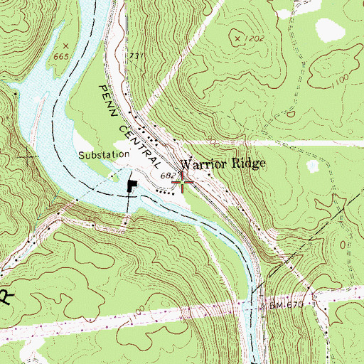 Topographic Map of Warrior Ridge Dam, PA