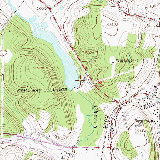 Topographic Map of Cherry Run Dam, PA