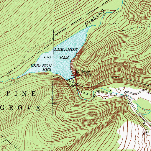 Topographic Map of High Bridge Dam, PA