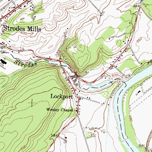 Topographic Map of Miller Dam, PA