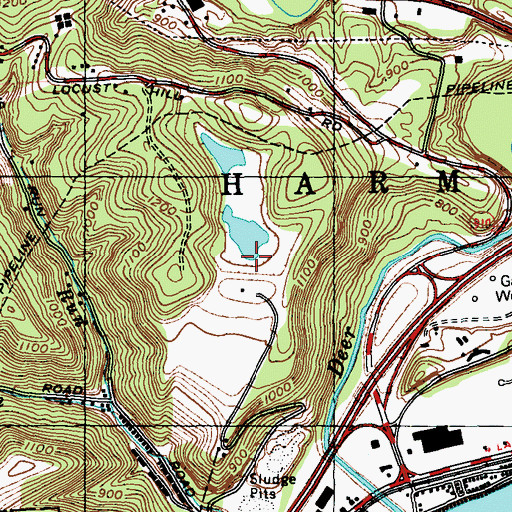 Topographic Map of Harmon Refuse Bank Dam, PA