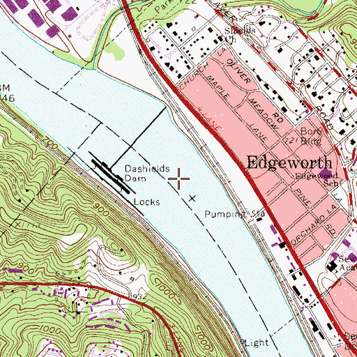 Topographic Map of Dashields Pool, PA