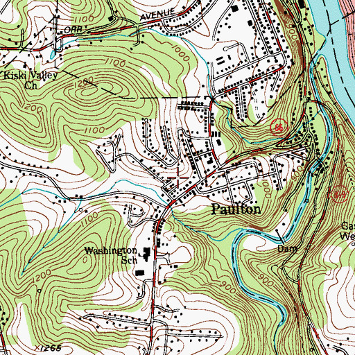 Topographic Map of Gilkerson Dam, PA