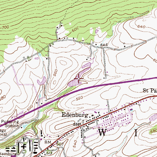Topographic Map of PA-477 Reservoir, PA